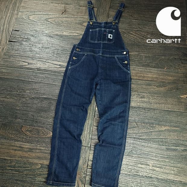 [칼하트 윕] 로고 패치 데님 멜빵 바지 오버올 M20095