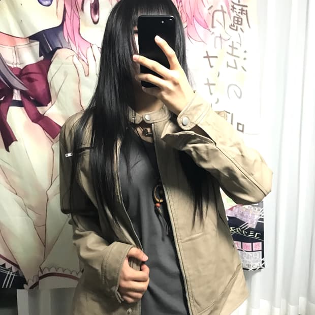 베이지 라이더 레더자켓