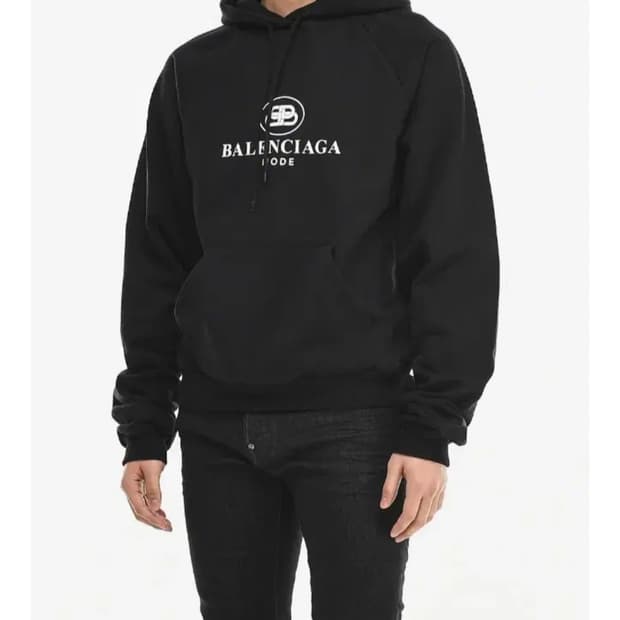 (번개케어검수통과)발렌시아가 BB 로고 블랙 오버핏 후드티 L