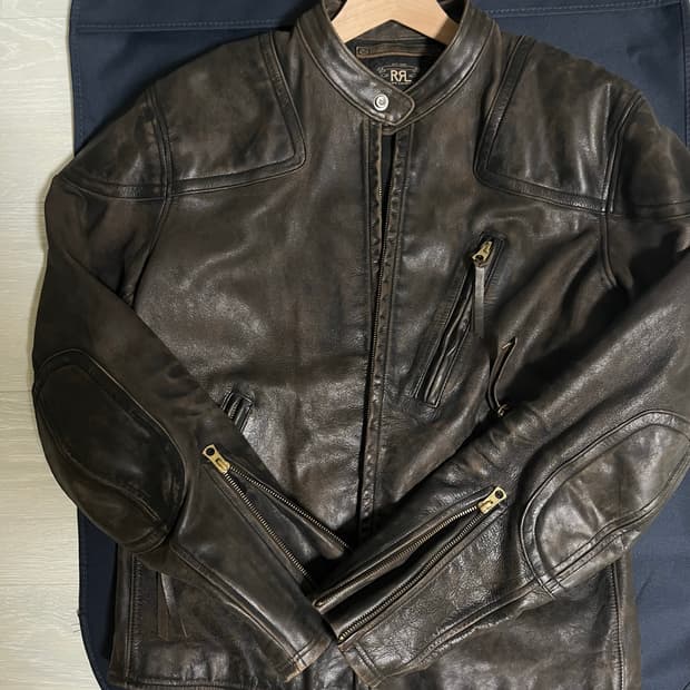 Rrl 모토 레더 자켓 M