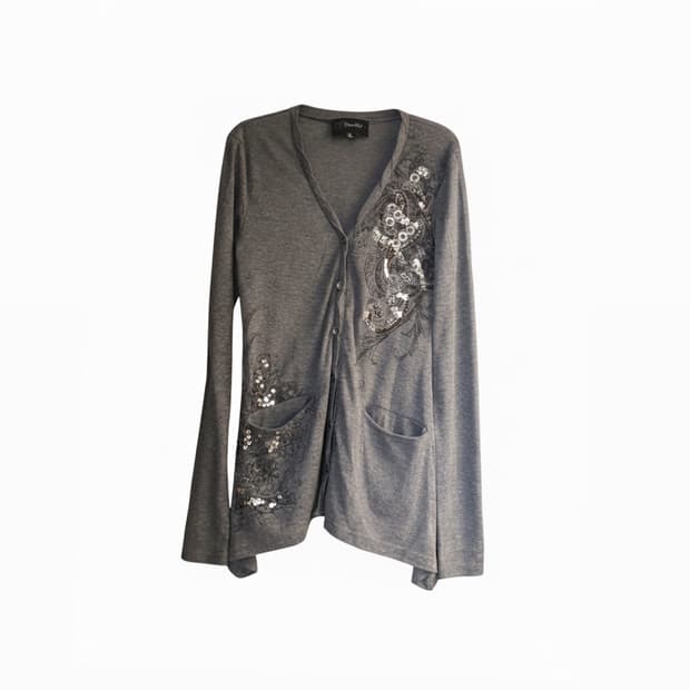 Y2k 비즈 가디건 그레이 s