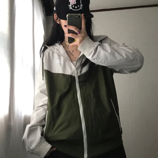 나이키 카키 후드 바람막이