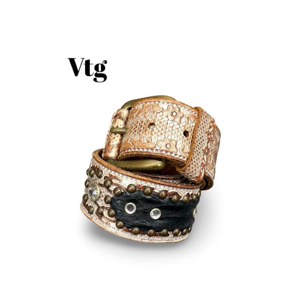 빈티지리얼레더파이톤벨트