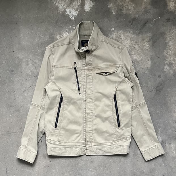 Vintage 베이지 카키 유틸리티 하이넥 코튼 자켓 