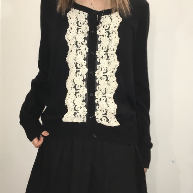 jpn vintage 블랙 레이스 가디건