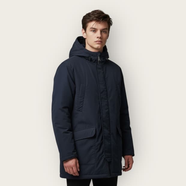 100~105/ 에르노 구스다운 후디드 나일론 패딩점퍼