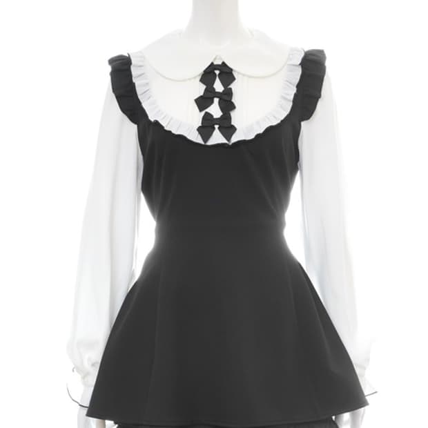 시크릿 허니 리본 프릴 레이어드 원피스 양산형 지뢰계