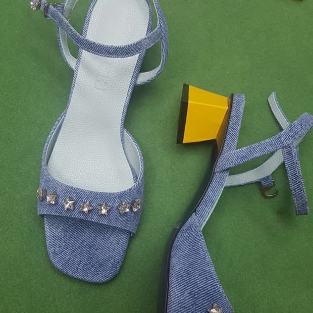 별 데님 가죽 수제화