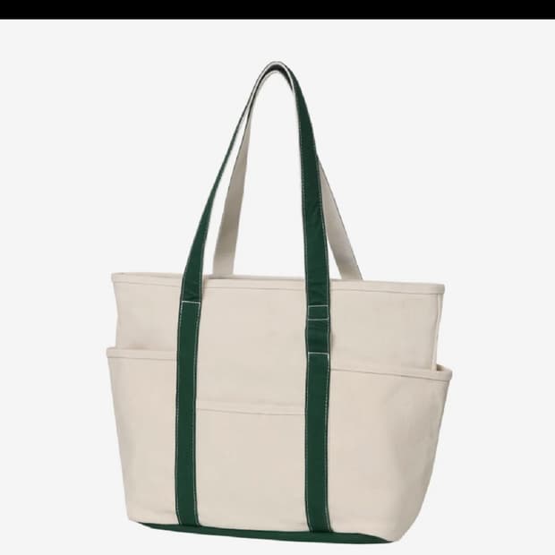 마지언타이틀 카페토트 캔버스 백 (에크루/그린)