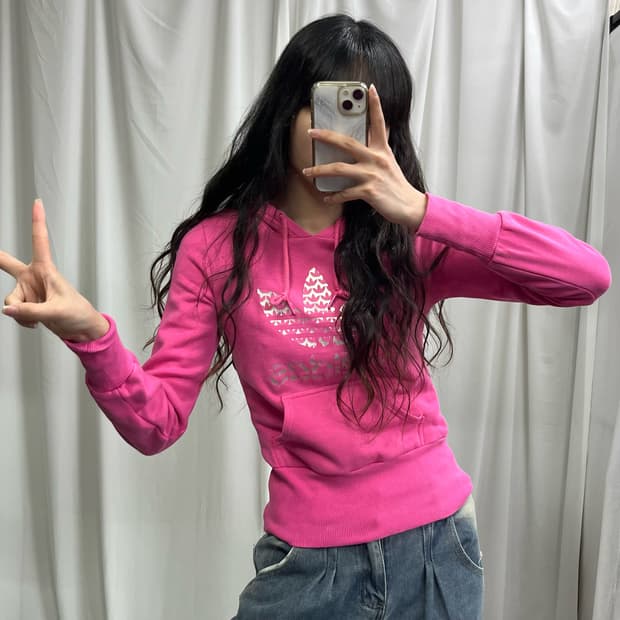 Adidas pink trefoil hoody
