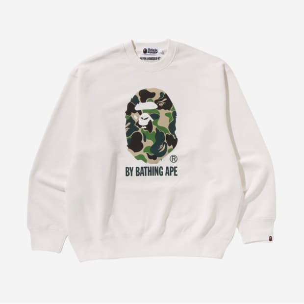 베이프 ABC 카모 에이프 헤드 릴렉스드 핏 크루넥 스웨트셔츠 아이보리