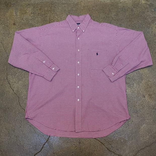 미국 빈티지 폴로 랄프로렌 레드 체크 셔츠 남방