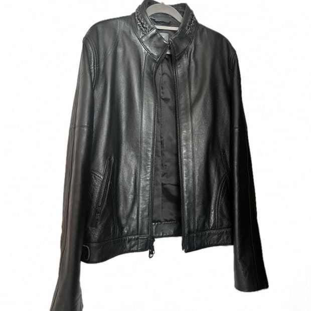 아르마니 익스체인지 브레이드 투웨이 레더 자켓