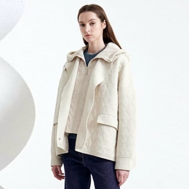 타임(TIME) 패딩 레이어 캐시미어 블렌드 니트점퍼 프리사이즈