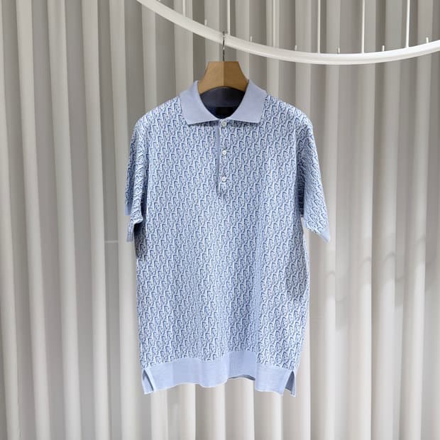 (A+/S) / 디올 오블리크 폴로 반팔 셔츠 블루