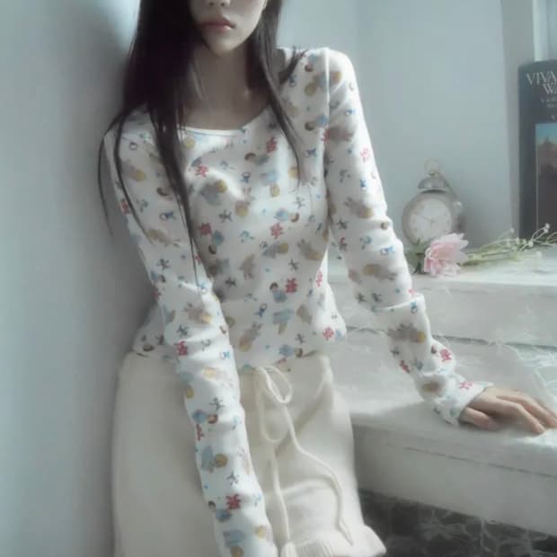 지그재그 젤레나 베베 긴팔티셔츠 겉기모 모리걸빈티지허그유어스킨오헤시오