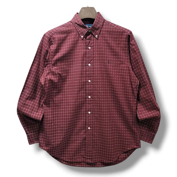 [M] 폴로 브라운 클래식핏 체크 긴팔셔츠