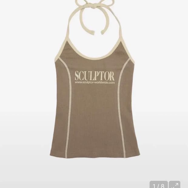 스컬프터 로고나시 Classic Logo Halter Top Mocha