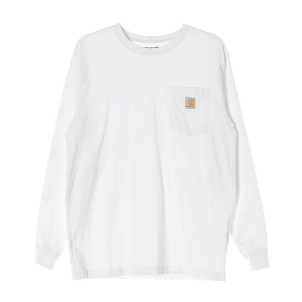 칼하트 포켓 롱슬리브 화이트 티셔츠 M