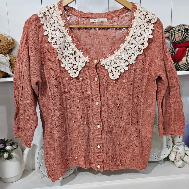 axes femme 레이스 카라 가디건