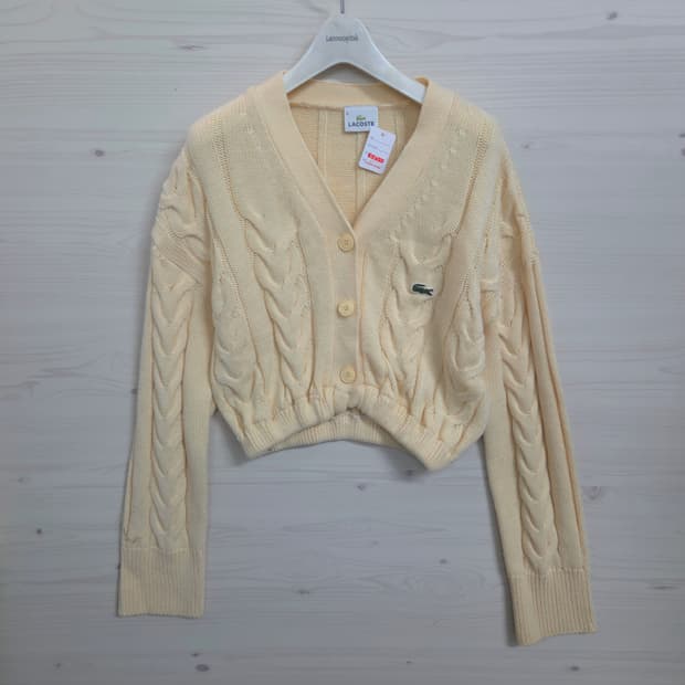 여55 라코스테 꽈배기 크롭 니트 가디건 (리폼)