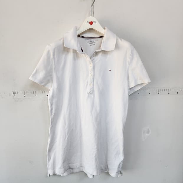 타미힐피거 화이트 반팔 카라티