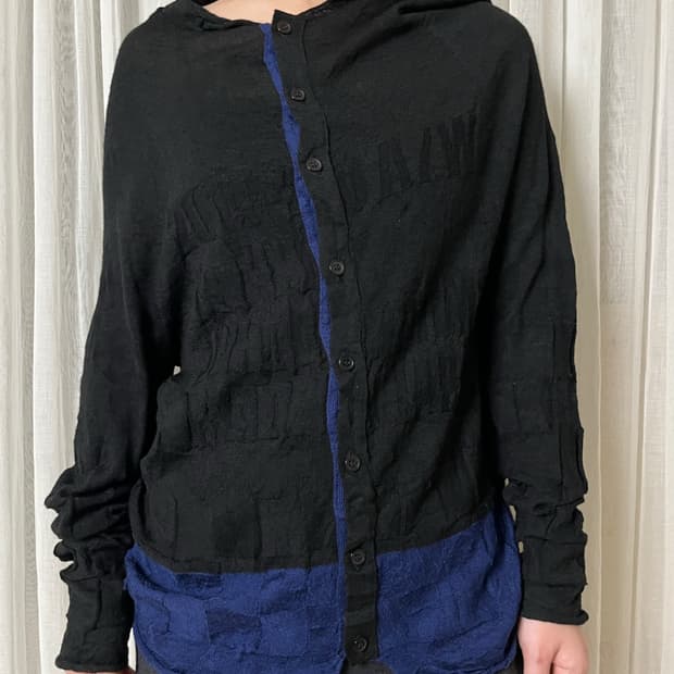 요지야마모토 레터링 자가드 패널 가디건 Yohji yamamoto