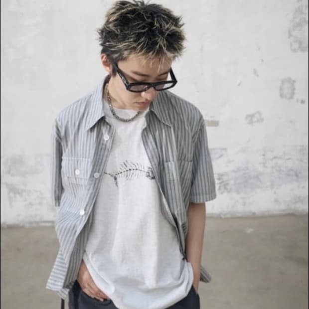 해칭룸 2Pk shirt dobby stripe dyed grey