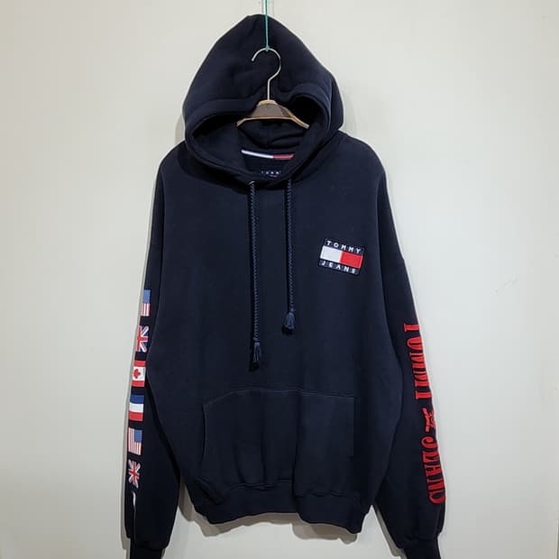 (XXL) 타미진스 기모 후드티 네이비 국기 빅사이즈 티셔츠 