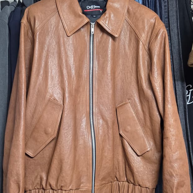 프리미엄 오버핏 램스킨 베지터블 오일 보머 자켓 (카멜)