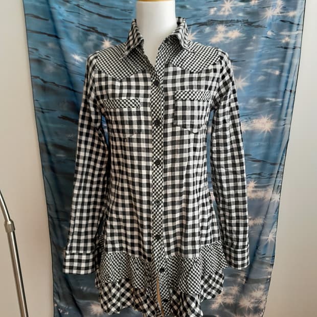 체크 프릴 셔츠 원피스