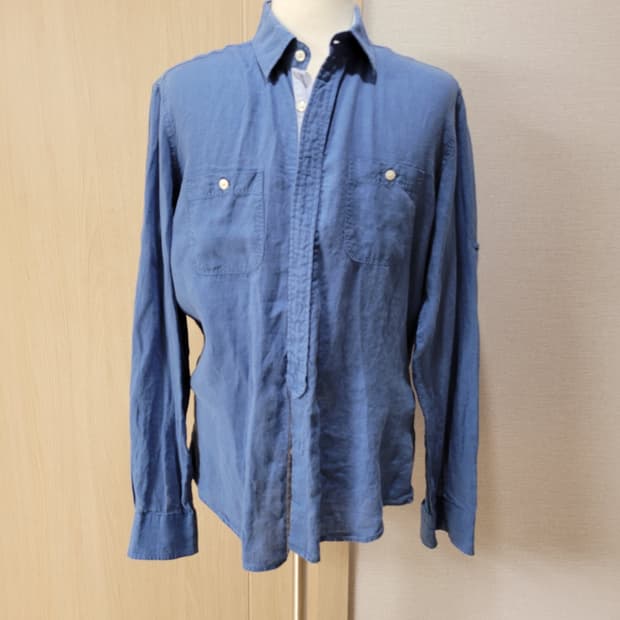 스파오포맨 SPAO for men 롤업 린넨 셔츠 105 블루