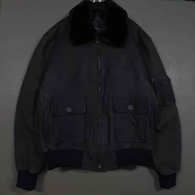 2XL (110) 빈티지 양가죽 G-1 블랙 퍼 플라이트 a-2 자켓