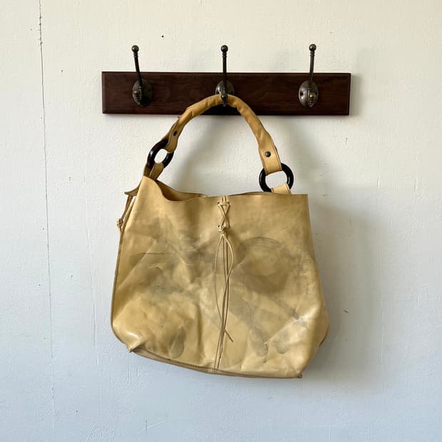 90‘s Japan vtg 내추럴 레더 쇼퍼백