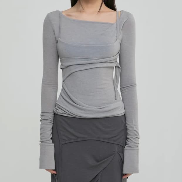 플레어업 레이어드 롱 슬리브 그레이