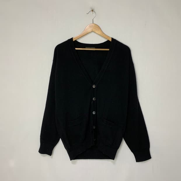 빈티지 캐시미어 100% 블랙 브이넥 니트 가디건
