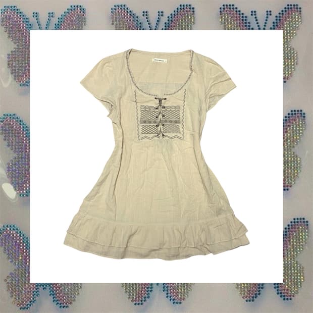 모리걸 코르셋 자수 블라우스