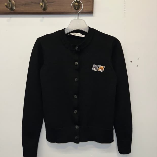 메종키츠네 더블 폭스 헤드 가니건 XS 블랙