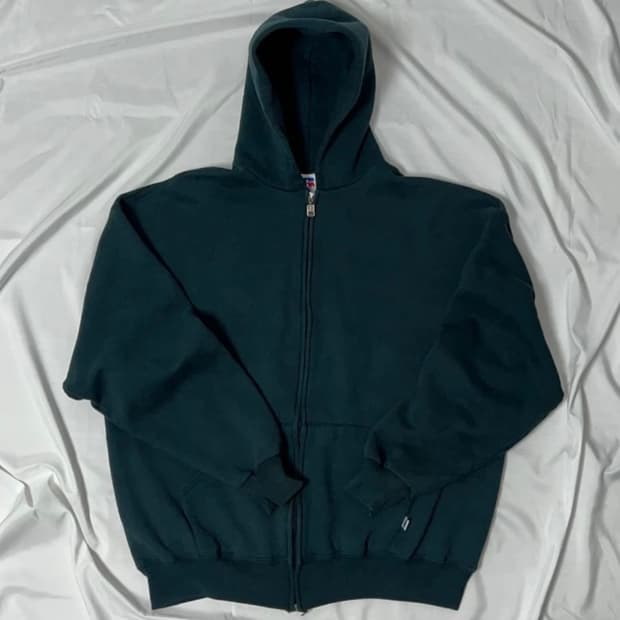 90s 러셀 후드집업 xl 페이디드 그린