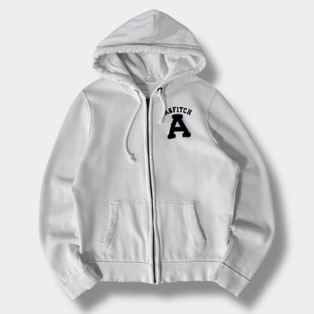 아베크롬비 00‘s 화이트 해비웨이트 스웻 후드집업 