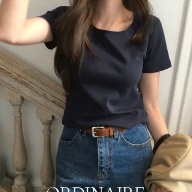 [새상품] 가내스라 이지 데일리 티셔츠 네이비