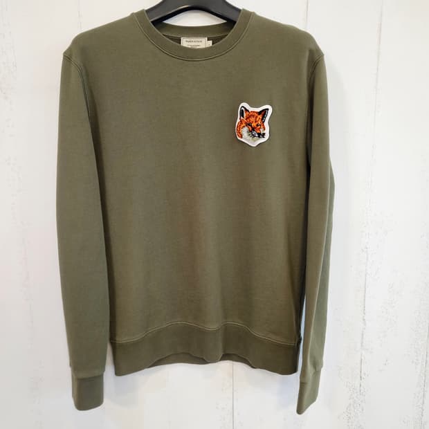 메종키츠네 폭스 패치 맨투맨 L 올리브