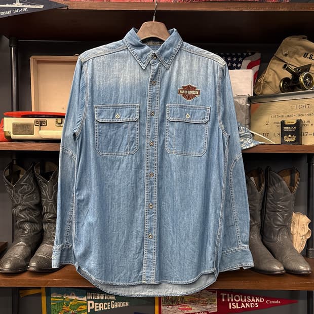 00s 할리데이비슨 플레임쉴드 엠브로이드 데님셔츠 N1053