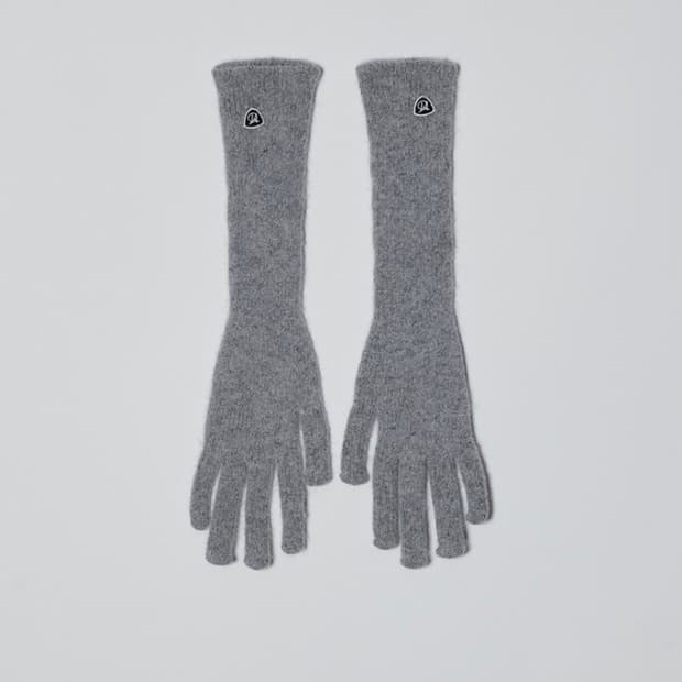 택O) 다이애그널 니트 롱 글러브 라이트 그레이 [강민경 착용]