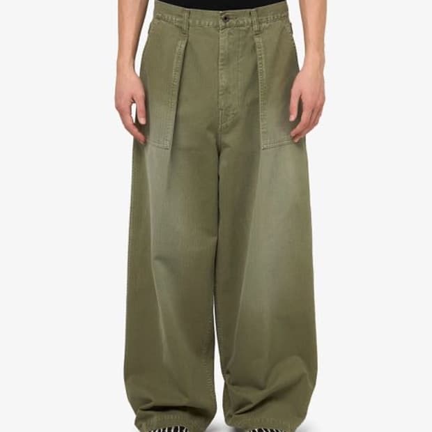 [2] 캐피탈 헤링본 퍼티그 배기팬츠 카키