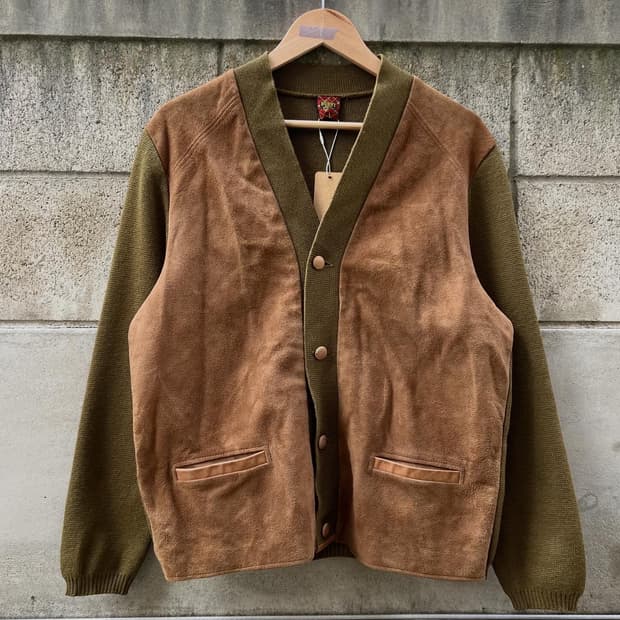 OLD EURO BURNY SUEDE LEATHER 빈티지가디건