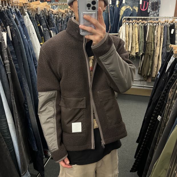 S) 나이키 브라운 쉐르파 플리스 자켓 후리스