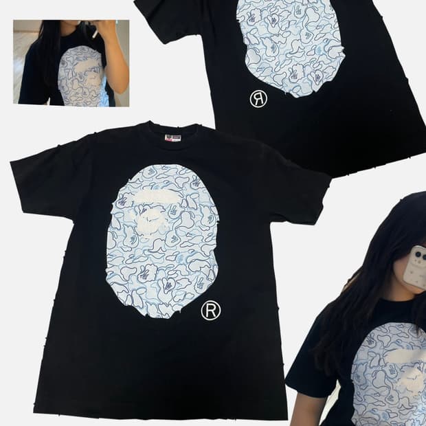 Bape 베이프 카모 사루 반팔 티셔츠 