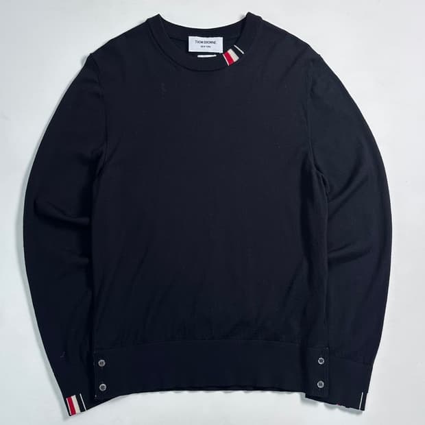 톰브라운 파인메리노울 삼선 니트