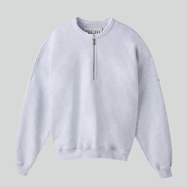 [새상품] 렉토 로우 엣지 카라 스탠드 하프 집업 반집업 맨투맨 그레이